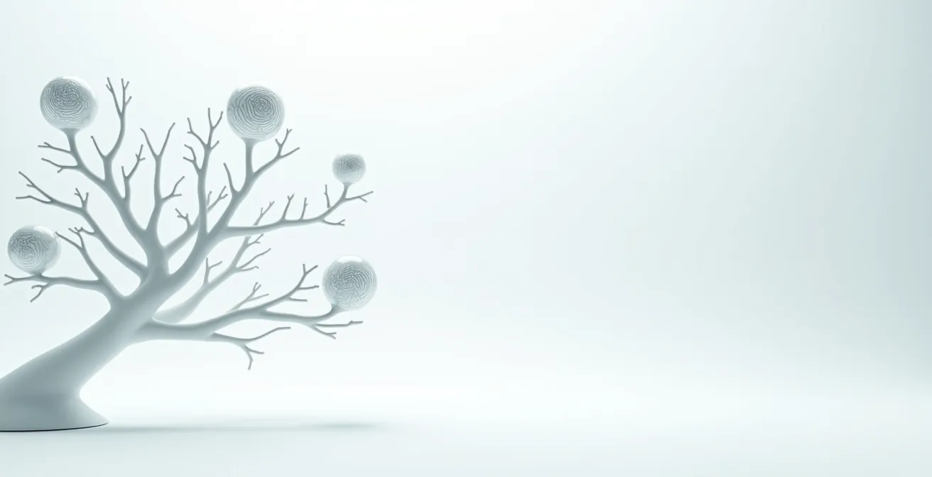 Árbol de decisiones con números vibratorios en cada rama