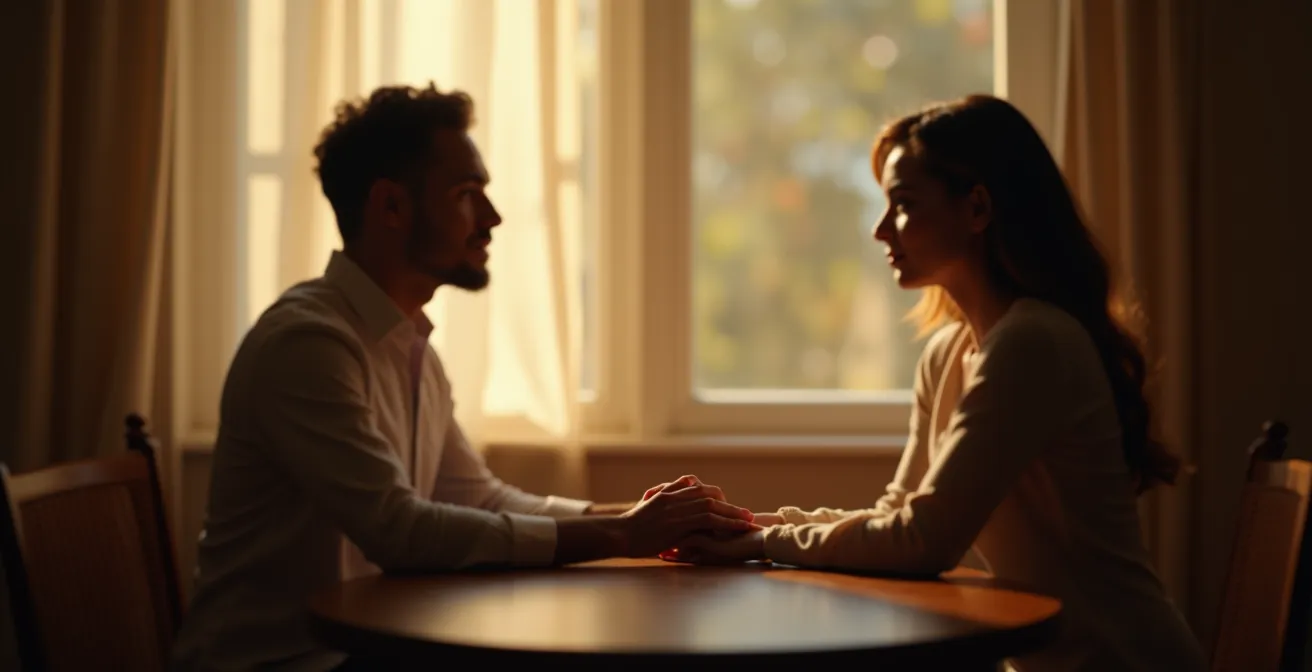 Representación simbólica del encuentro entre energía solar y lunar en una relación