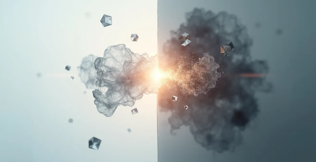 Contraste visual entre percepción intuitiva clara y memoria confusa