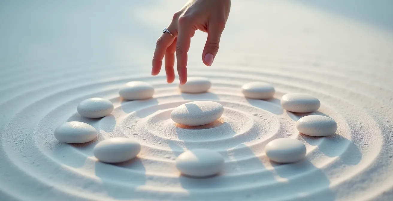 Visualización abstracta de control mental con esferas de luz ajustables