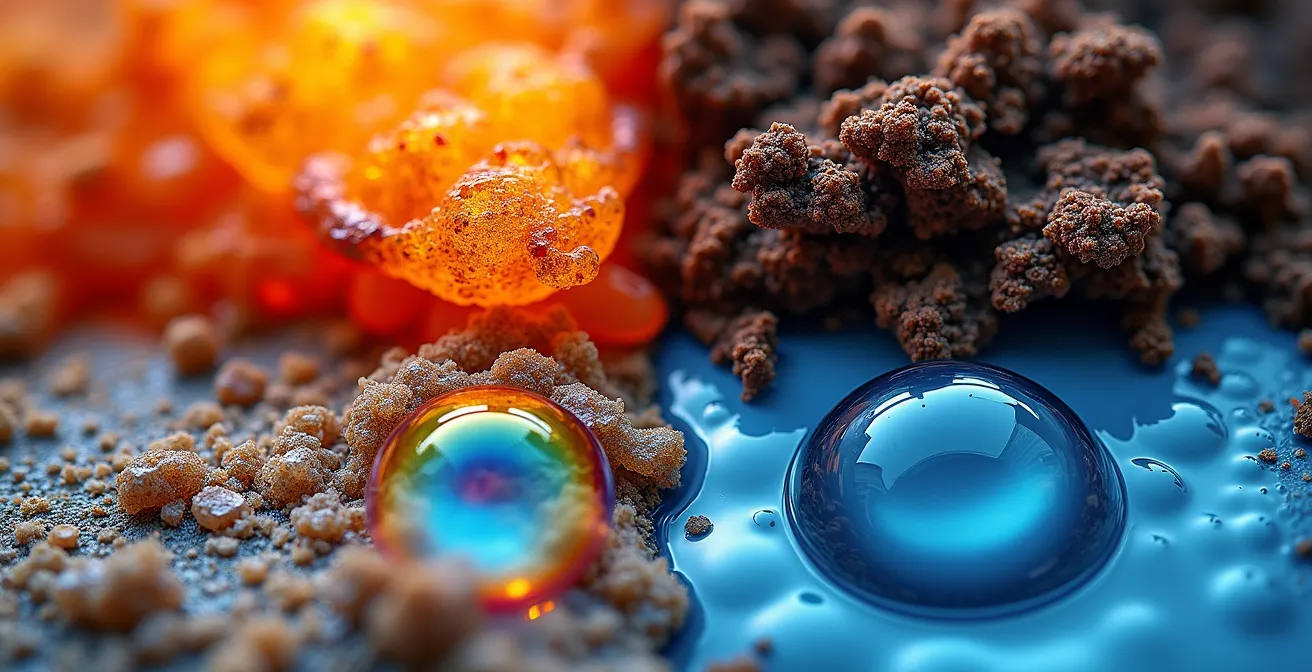 Composición macro de cuatro texturas naturales representando los elementos astrológicos