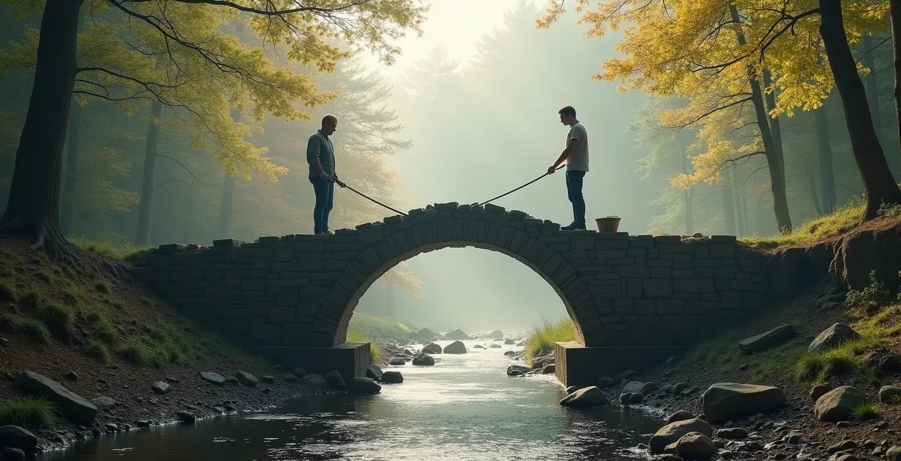 Metáfora visual del cemento de Saturno construyendo una relación duradera