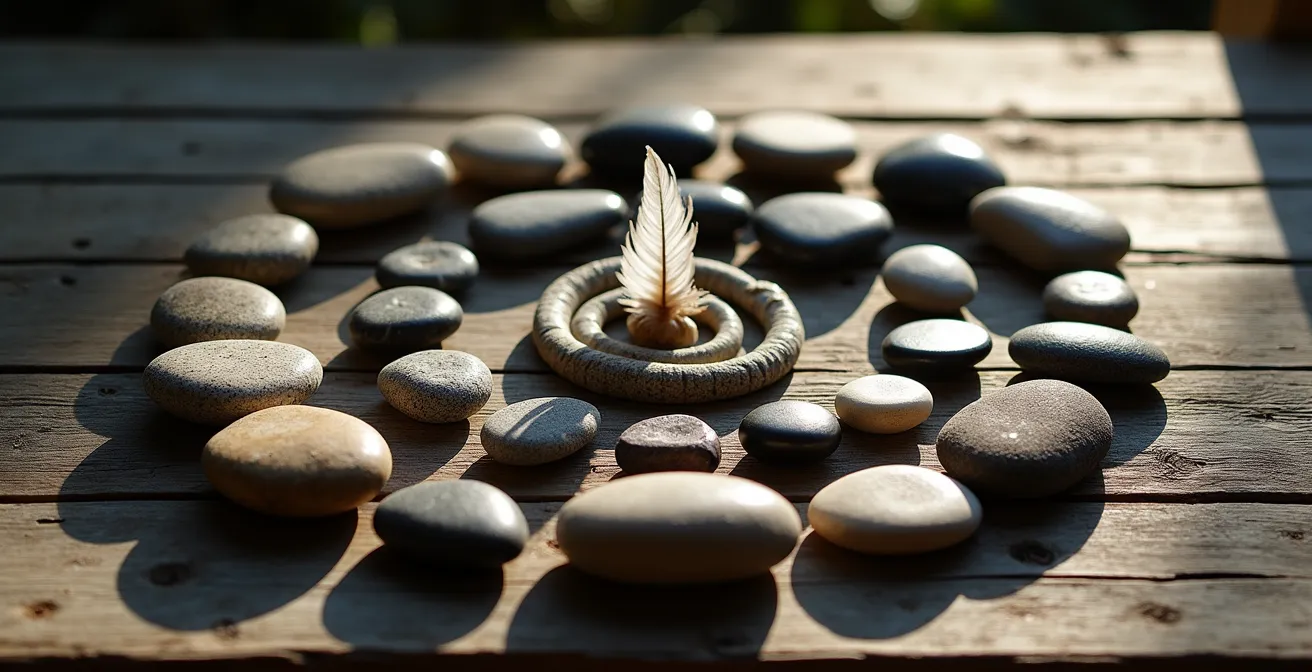 Composición simbólica de arquetipos universales y elementos personales en práctica meditativa