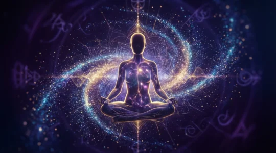 Persona en meditación profunda alcanzando estados alterados de conciencia mediante visualización guiada